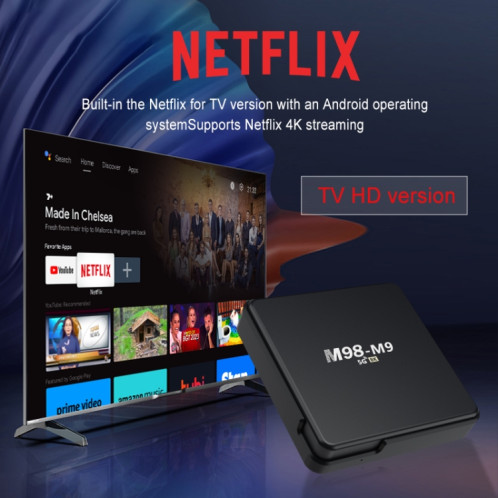 M98-M9 Quad-core ARM Cortex-A53 WiFi Bluetooth 4K HD Android TV Box, RAM: 2 Go + 8 Go () SH601B1336-07