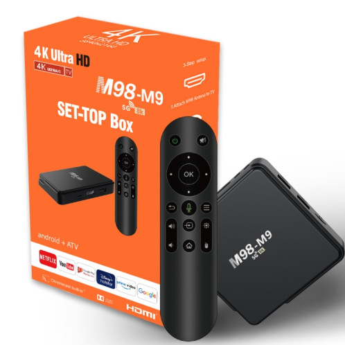 M98-M9 Quad-core ARM Cortex-A53 WiFi Bluetooth 4K HD Android TV Box, RAM: 2 Go + 8 Go () SH601B1336-07