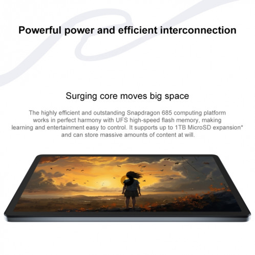 Lenovo Xiaoxin Pad 2024 Paperlike Screen Learning Version Tablette WiFi 11 pouces, 8 Go + 128 Go, Android 13, Qualcomm Snapdragon 685 Octa Core, prise en charge de l'identification faciale (gris foncé) SL201A1482-019