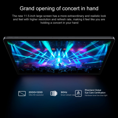 Tablette WiFi Lenovo Xiaoxin Pad Studio 11,5 pouces, 8 Go + 128 Go, ZUI 16 MediaTek Helio G99 Octa Core, prise en charge de l'identification faciale (gris foncé) SL701A853-016
