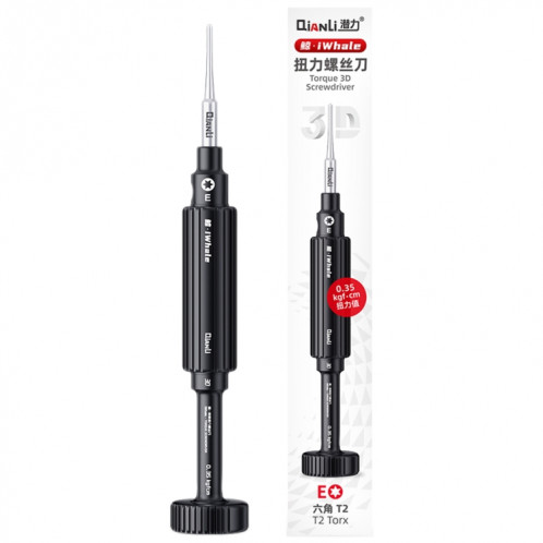 QianLi iWhale Special S2 Tournevis 3D à couple magnétique en acier, modèle : E T2 Torx 0,35 SQ7105333-011