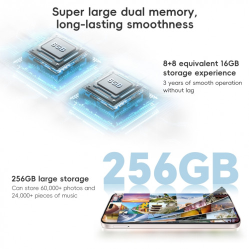Honor Play8T Pro, 8 Go + 256 Go, 6,7 pouces MagicOS 8.0 Dimensity 6080 Octa Core jusqu'à 2,4 GHz, réseau : 5G, OTG, ne prend pas en charge Google Play (bleu) SH601C348-09