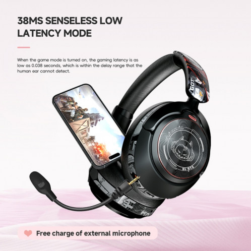 Écouteur Bluetooth à réduction de bruit de jeu monté sur la tête GT1 (noir) SH401A662-09