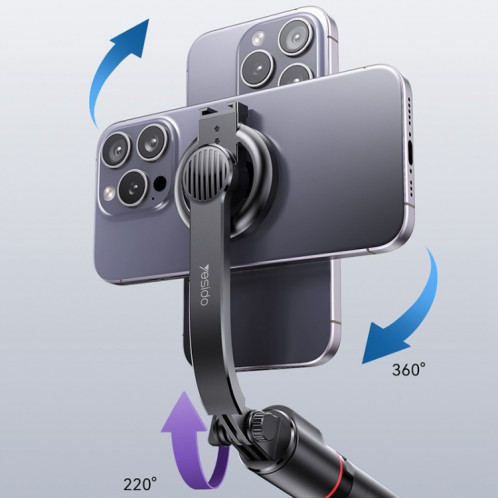Yesido SF19 Trépied magnétique pour téléphone portable Bluetooth Télécommande Selfie Stick (Noir) SY501A1260-011