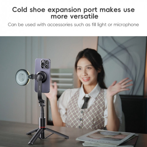 Yesido SF19 Trépied magnétique pour téléphone portable Bluetooth Télécommande Selfie Stick (Noir) SY501A1260-011