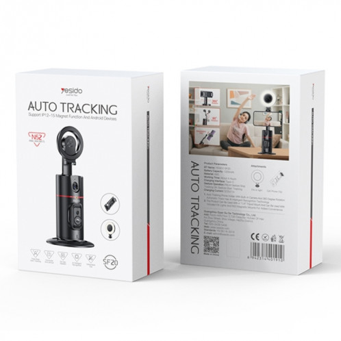Yesido SF20 Support PTZ magnétique rotatif à 360 degrés intelligent avec suivi automatique du visage (noir) SY901A1554-012