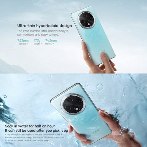 OPPO A3 Pro, 12 Go + 256 Go, empreinte digitale d'écran, 6,70 pouces ColorOS 14,0 Dimensity 7050 Octa Core jusqu'à 2,6 GHz, OTG, réseau : 5G (menthe) SO802A428-011
