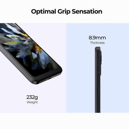  HOTWAV Note 13, 4 Go + 128 Go, identification par empreinte digitale latérale, 6,6 pouces Android 13 T606 Octa Core jusqu'à 1,6 GHz, réseau : 4G, NFC, OTG (noir) SH501A1086-014