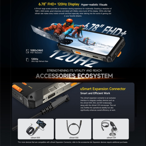  Téléphone robuste Ulefone Armor 26 Ultra version talkie-walkie, 12 Go + 512 Go, 6,78 pouces Android 13 MediaTek Dimensity 8020 Octa Core, réseau : 5G, NFC (noir) SU101A798-020