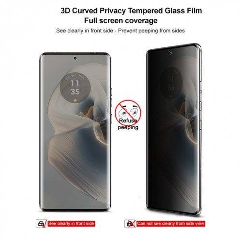 Film de protection en verre trempé Anti-espion, plein écran incurvé 3D HD, pour Motorola Edge 50 Ultra imak SI03031290-09