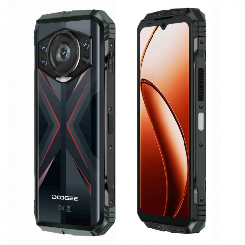  Téléphone robuste DOOGEE S118, 8 Go + 512 Go, 6,58 pouces Android 14 MediaTek Helio G99 Octa Core, réseau : 4G, OTG, NFC (noir rouge) SD801A45-022