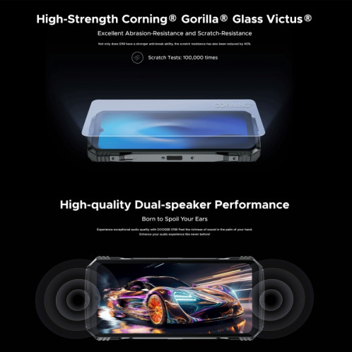  Téléphone robuste DOOGEE S118, 8 Go + 512 Go, 6,58 pouces Android 14 MediaTek Helio G99 Octa Core, réseau : 4G, OTG, NFC (noir rouge) SD801A45-022