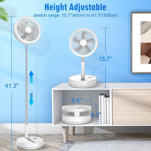 Ventilateur électrique de bureau pliable à hauteur réglable F9 (blanc) SH001A267-09