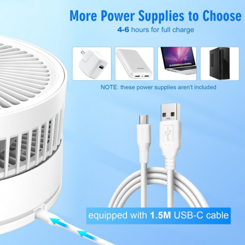 Ventilateur électrique de bureau pliable à hauteur réglable F9 (blanc) SH001A267-09