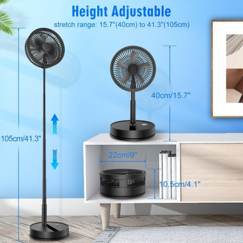 Ventilateur électrique de bureau pliable à hauteur réglable F9 (noir) SH001B1640-09