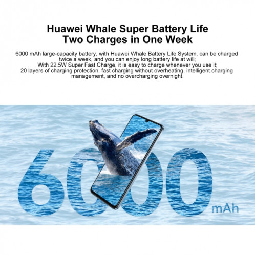 HUAWEI Enjoy 70S, 8 Go + 128 Go, identification par empreinte digitale latérale, 6,75 pouces HarmonyOS 4.2 Octa Core 2,4 GHz, réseau: 4G, ne prend pas en charge Google Play (bleu) SH901A1067-012