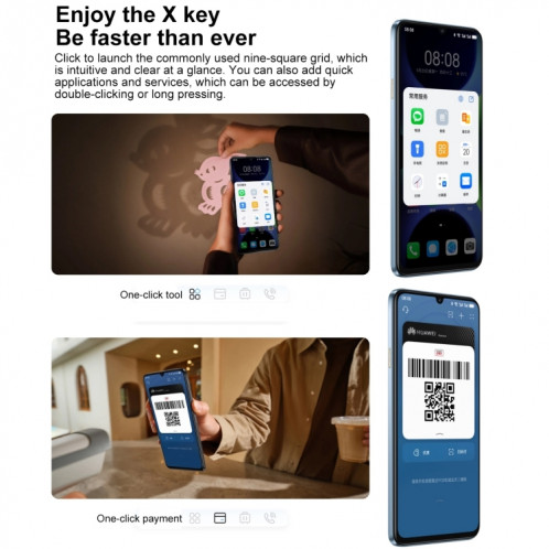 HUAWEI Enjoy 70S, 8 Go + 256 Go, identification par empreinte digitale latérale, 6,75 pouces HarmonyOS 4.2 Octa Core 2,4 GHz, réseau: 4G, ne prend pas en charge Google Play (blanc) SH902B983-012