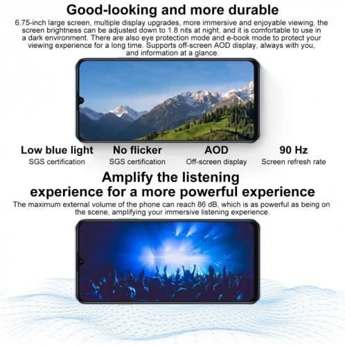 HUAWEI Enjoy 70S, 8 Go + 256 Go, identification par empreinte digitale latérale, 6,75 pouces HarmonyOS 4.2 Octa Core 2,4 GHz, réseau: 4G, ne prend pas en charge Google Play (blanc) SH902B983-012
