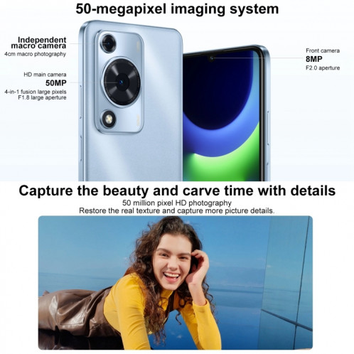 HUAWEI Enjoy 70S, 8 Go + 256 Go, identification par empreinte digitale latérale, 6,75 pouces HarmonyOS 4.2 Octa Core 2,4 GHz, réseau: 4G, ne prend pas en charge Google Play (blanc) SH902B983-012