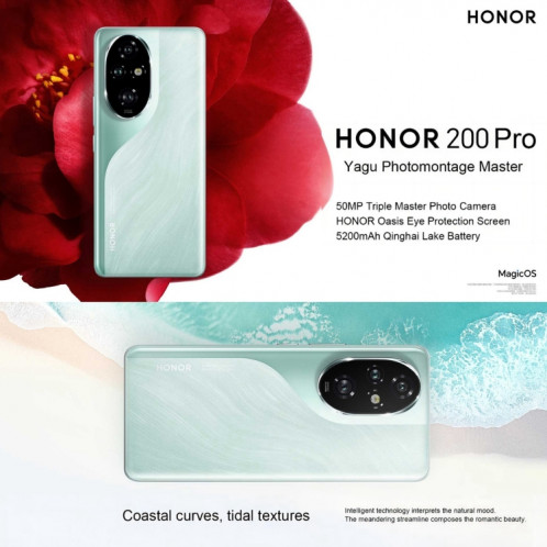 Honor 200 Pro, 16 Go + 512 Go, identification par empreinte digitale à l'écran, 6,78 pouces MagicOS 8.0 Snapdragon 8s Gen 3 Octa Core, réseau : 5G, NFC, OTG (rose) SH203B1042-016