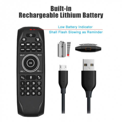 G7V Pro 2.4GHz Fly Air Mouse LED Rétroéclairage Clavier Sans Fil Télécommande avec Gyroscope pour Android TV Box / PC, Support Intelligent Voice SH65841270-012
