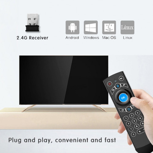 G21 2.4GHz Fly Air Mouse LED rétro-éclairage clavier sans fil télécommande avec gyroscope pour Android TV Box / PC, prise en charge de la voix intelligente SH65871062-09