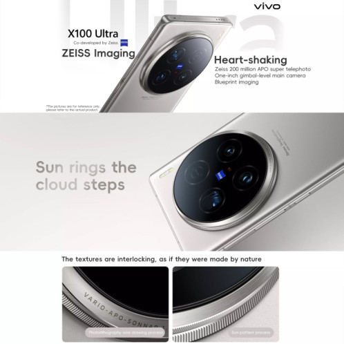 vivo X100 Ultra, 12 Go + 256 Go, identification faciale/identification par empreinte digitale, 6,78 pouces Android 14 OriginOS 4 Snapdragon 8 Gen 3 Octa Core, OTG, NFC, réseau : 5G, prise en charge Google Play (gris SV801B1384-013