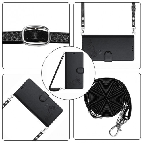 Pour Ulefone Note 14 Étui de téléphone en cuir RFID à motif en relief avec lanière (noir) SH901C45-08