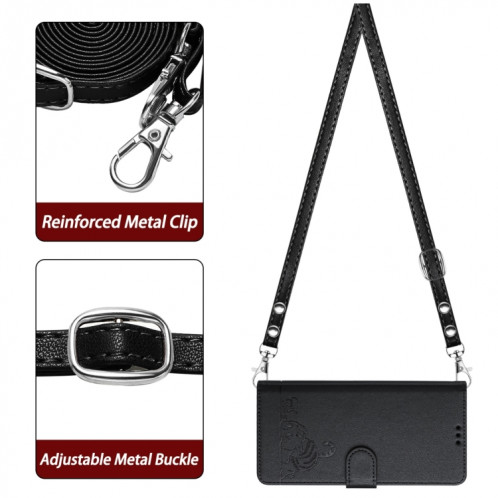 Pour Ulefone Note 14 Étui de téléphone en cuir RFID à motif en relief avec lanière (noir) SH901C45-08