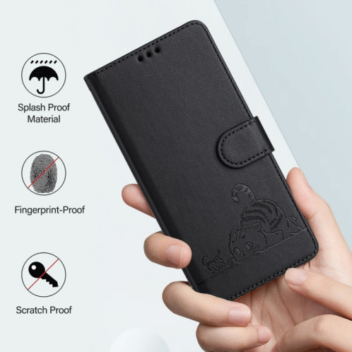 Pour Ulefone Note 14 Étui de téléphone en cuir RFID à motif en relief avec lanière (noir) SH901C45-08