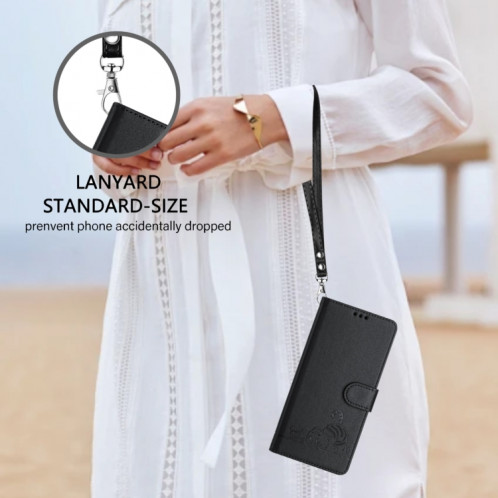 Pour Ulefone Note 14 Étui de téléphone en cuir RFID à motif en relief avec lanière (noir) SH901C45-08