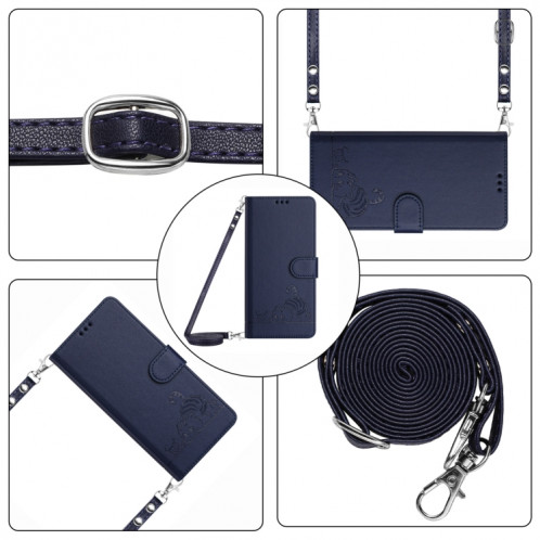 Pour Ulefone Note 14 Étui de téléphone en cuir RFID à motif en relief avec lanière (bleu) SH901E636-08