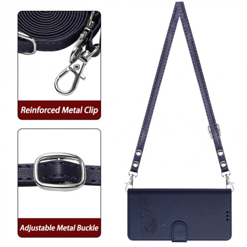 Pour Ulefone Note 14 Étui de téléphone en cuir RFID à motif en relief avec lanière (bleu) SH901E636-08