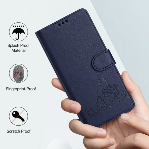 Pour Ulefone Note 14 Étui de téléphone en cuir RFID à motif en relief avec lanière (bleu) SH901E636-08