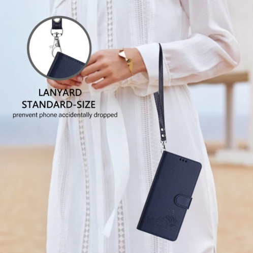 Pour Ulefone Note 14 Étui de téléphone en cuir RFID à motif en relief avec lanière (bleu) SH901E636-08
