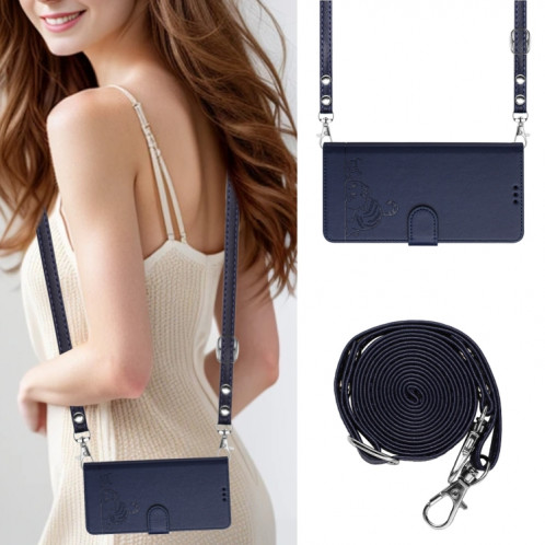 Pour Ulefone Note 14 Étui de téléphone en cuir RFID à motif en relief avec lanière (bleu) SH901E636-08