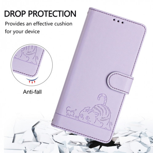 Pour Ulefone Note 14 Étui de téléphone en cuir RFID à motif en relief avec lanière (violet) SH901F1092-08