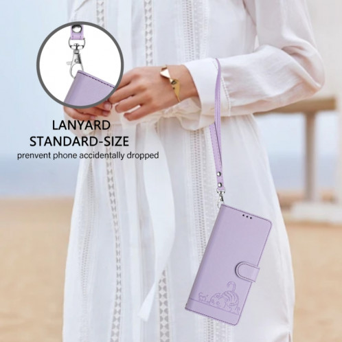 Pour Ulefone Note 14 Étui de téléphone en cuir RFID à motif en relief avec lanière (violet) SH901F1092-08