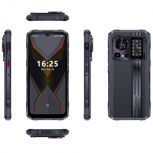  HOTWAV Cyber ​​15, 12 Go + 256 Go, téléphone robuste IP68/IP69K, 10800 mAh, 6,6 pouces Android 13 MediaTek MT6789 Helio G99 Octa Core, réseau : 4G, NFC, OTG (Knight Black) SH401B1179-016