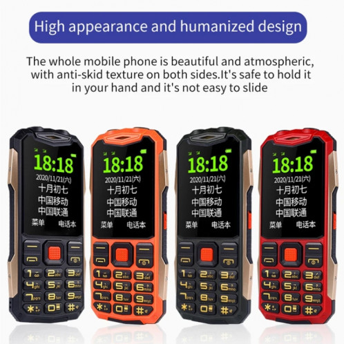 Téléphone robuste K1+ 4G pour personnes âgées, 2,6 pouces, batterie 1500 mAh, lampe de poche LED, réseau : 4G, double SIM, SOS, prise : prise américaine (rouge) SH402D1724-015