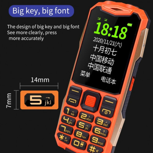 Téléphone robuste K1+ 4G pour personnes âgées, 2,6 pouces, batterie 1500 mAh, lampe de poche LED, réseau : 4G, double SIM, SOS, prise : prise américaine (rouge) SH402D1724-015