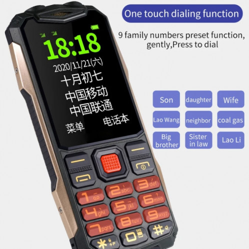 Téléphone robuste K1+ 4G pour personnes âgées, 2,6 pouces, batterie 1500 mAh, lampe de poche LED, réseau : 4G, double SIM, SOS, prise : prise américaine (rouge) SH402D1724-015