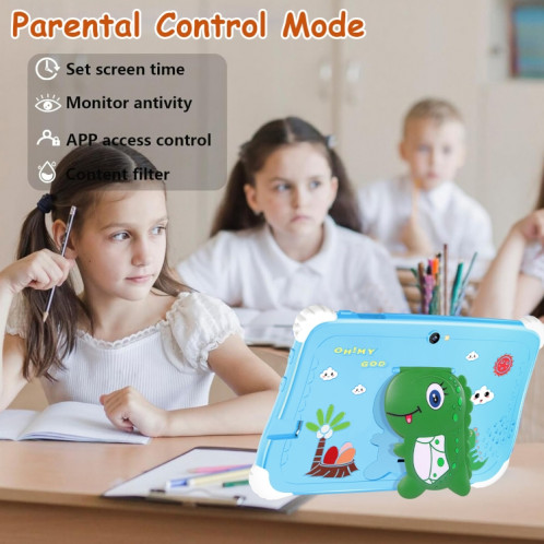 Tablette PC pour enfants WiFi C75 Dinosaur 7 pouces, 2 Go + 16 Go, processeur Android 7.1 MT6735 Octa Core (bleu) SH501B700-016
