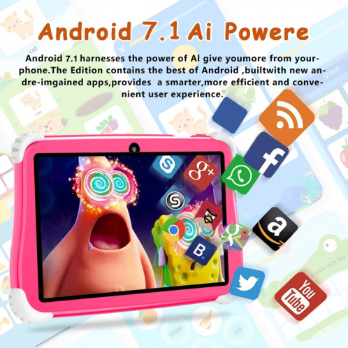 Tablette PC pour enfants WiFi C75 Dinosaur 7 pouces, 2 Go + 16 Go, processeur Android 7.1 MT6735 Octa Core (bleu) SH501B700-016
