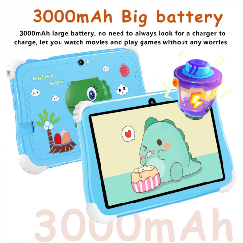 Tablette PC pour enfants C75 Dinosaur 7 pouces WiFi, 2 Go + 16 Go, Android 7.1 MT6735 Octa Core CPU (Rose) SH501C1566-016