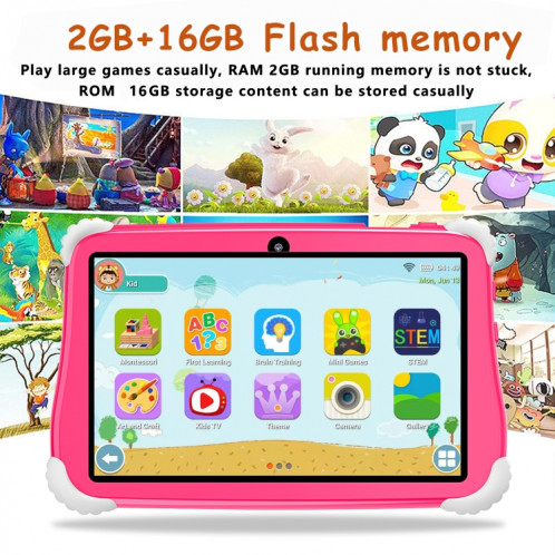Tablette PC pour enfants WiFi C75 Dinosaur 7 pouces, 2 Go + 16 Go, processeur Android 7.1 MT6735 Octa Core (bleu) SH501B700-016