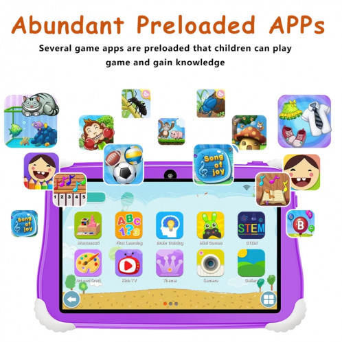 Tablette PC pour enfants C75 Dinosaur 7 pouces WiFi, 2 Go + 16 Go, Android 7.1 MT6735 Octa Core CPU (Rose) SH501C1566-016