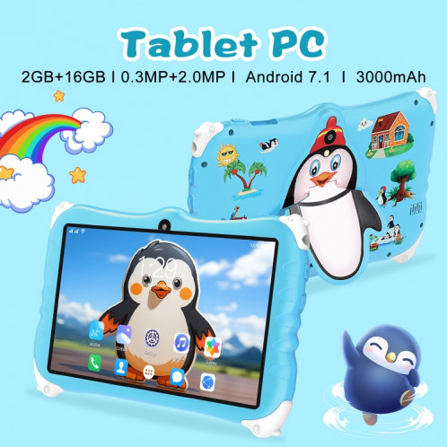 Penguin Tablette PC WiFi pour enfants de 7 pouces, 2 Go + 16 Go, Android 7.1 MT6735 Octa Core CPU (Bleu) SH401B1541-016