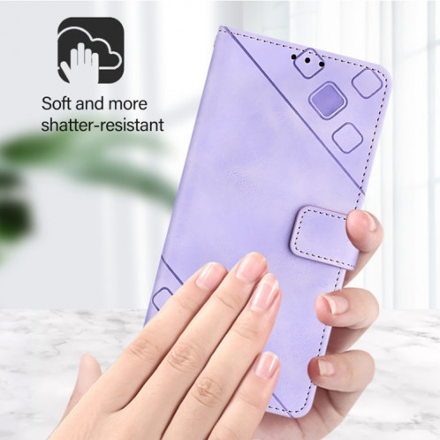 Pour Ulefone Note 14 Étui de téléphone en cuir gaufré au toucher (violet clair) SH401E1628-07