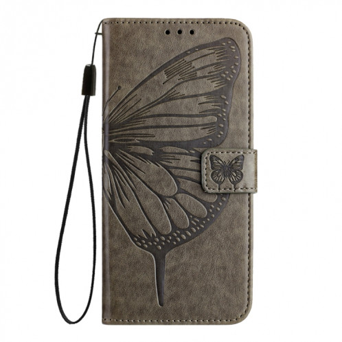 Pour Ulefone Note 14 Étui de téléphone en cuir papillon en relief (gris) SH901A1158-07